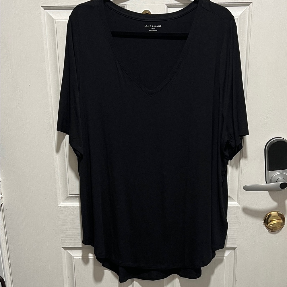 Lane Bryant Classic Black V-Neck Tee NWT
